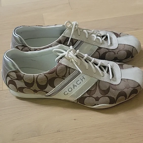 Coach Signature Brown and Cream Sneakers - Picture 2 of 2
